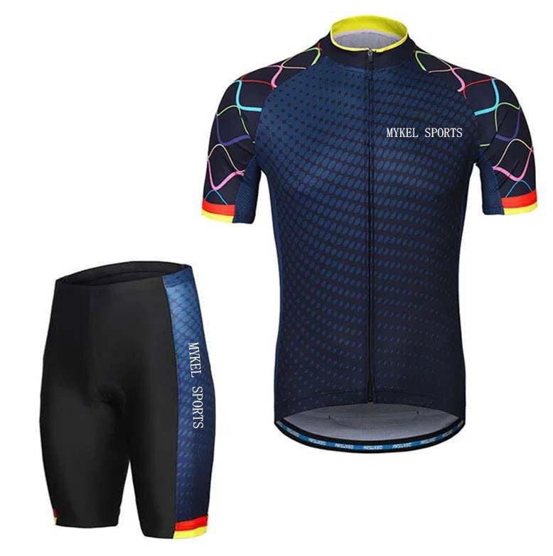 MYKEL SPORTS Cycling Jersey Short Sleeve Men MTB Bike Clothing Road Bicycle 9D Shorts Padded